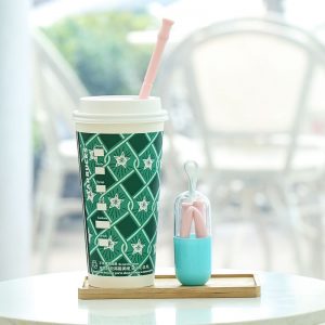 Reusable Collapsible Silicone Straw With Case